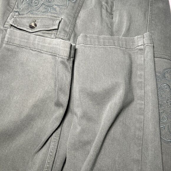 J Jill Women’s 12 Ankle Pants Green High Rise Embroidered - Picture 12 of 12